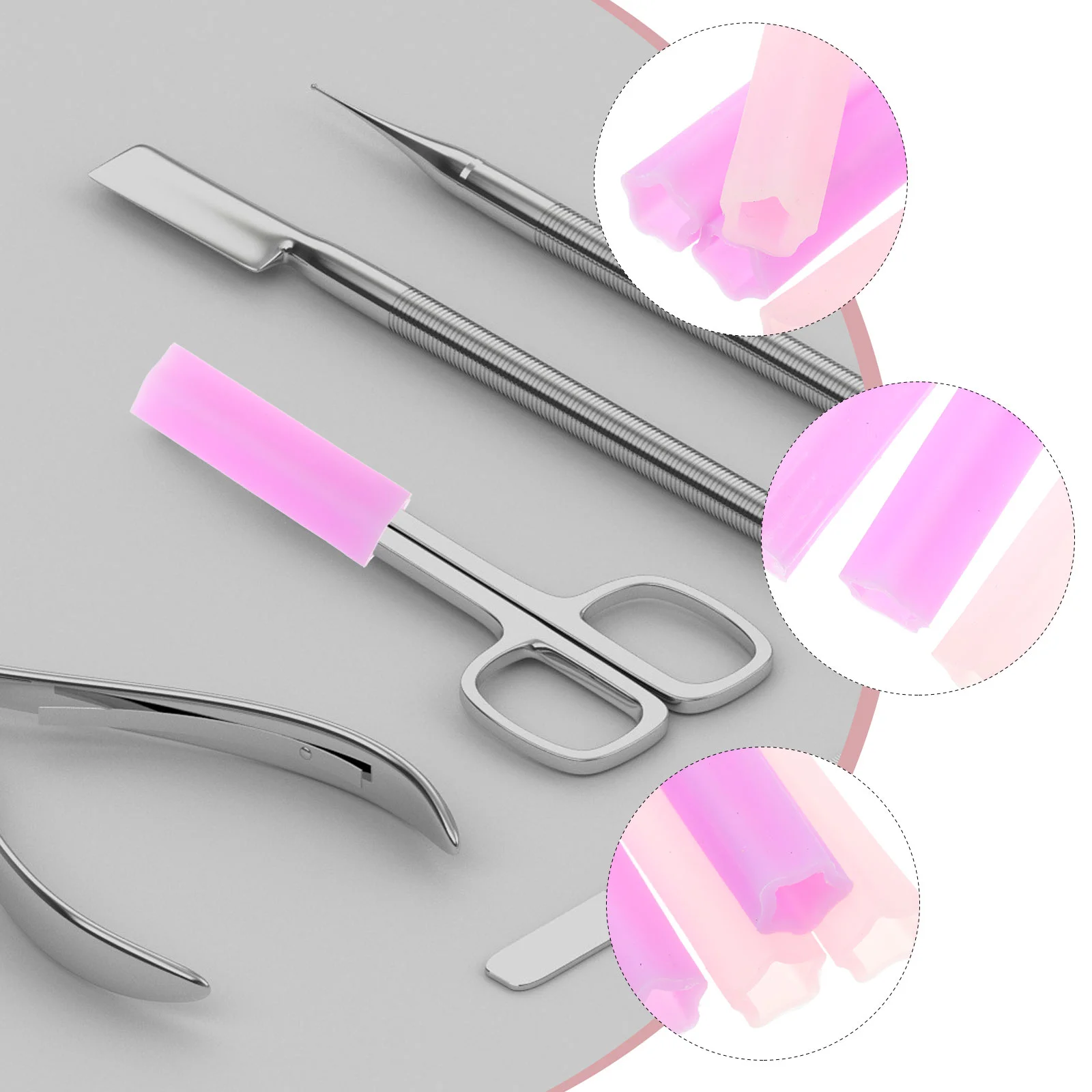 4pcs Nipper Cover Protective Sleeve for Nail Cuticle Scissors Manicure Pedicure Tools kits Dead Skin Scissor (Pink+ Rose Red) 3