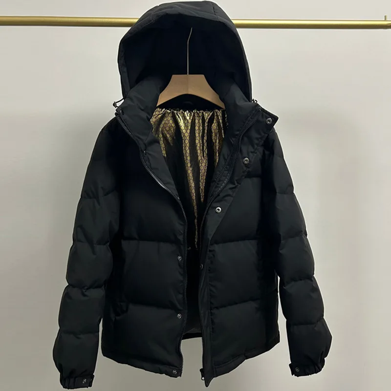 Loose Down Jacket Hooded Hairless Collar Thickened Winter Insulation Jacket Suitable for Both Men and Women