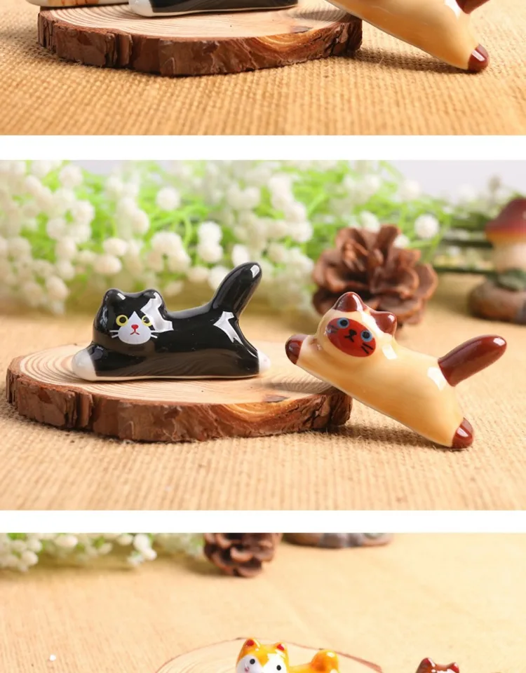 Description Picture 3 of item5pcs Cute Cat Dog Spoon Fork Rest Tableware Storage Cutlery Stand Chopsticks Holder Ceramic Fork Knife Racks Kitchen Tablewares
