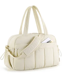 BAGSMART Women's Waterproof Travel Duffel with Wet Pocket and Carry-On Design (Beige)
