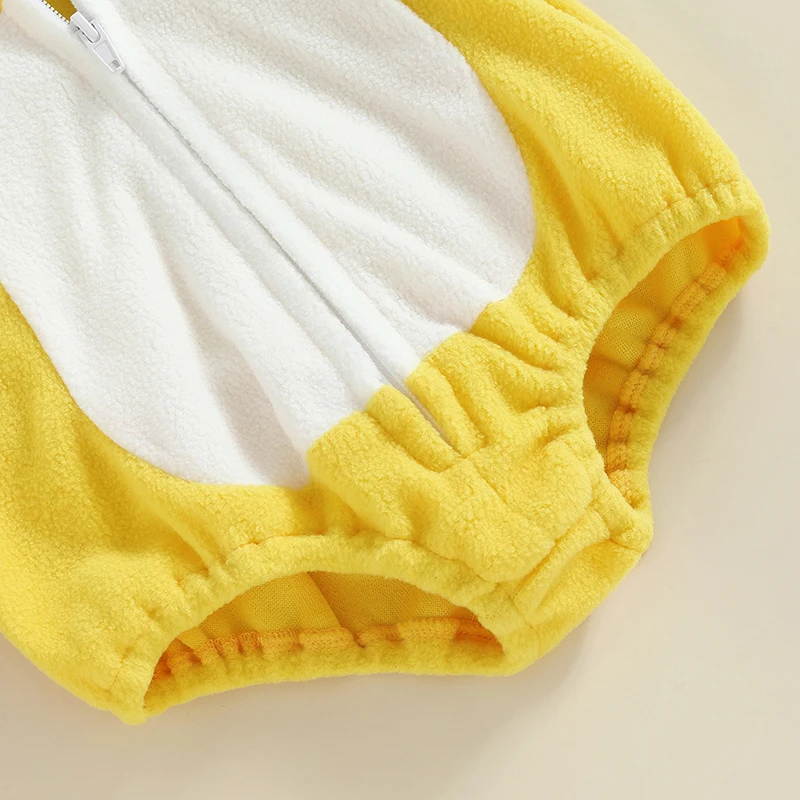 Lovely Chick Romper Baby Boy Girl Halloween Costumes Animal Cosplay Hoodie Romper Jumpsuit Bodysuit Stripe Leg Warmers 5