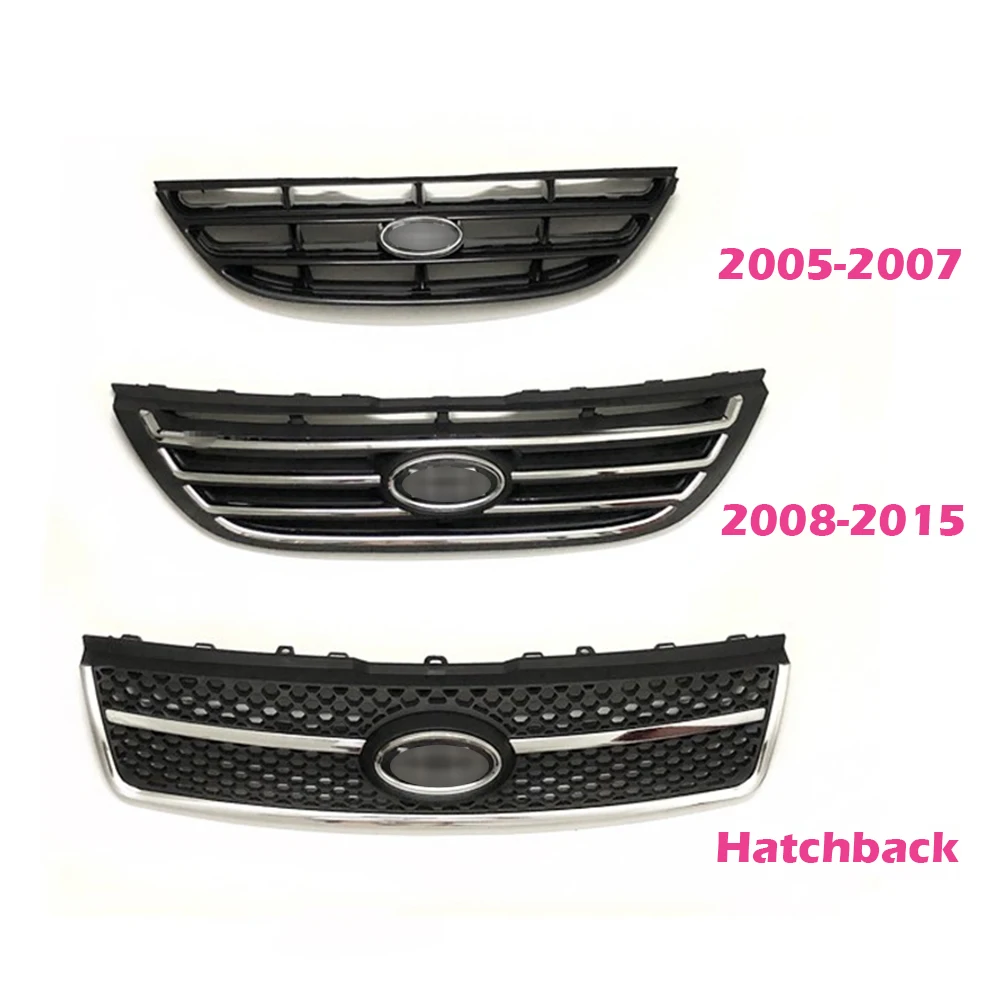 KIA CERATO 2005-2015 용 자동차 앞 라디에이터 그릴 후드 트림 광택 블랙 그릴 외부 부품 장식 액세서리 ABS 크롬 도금