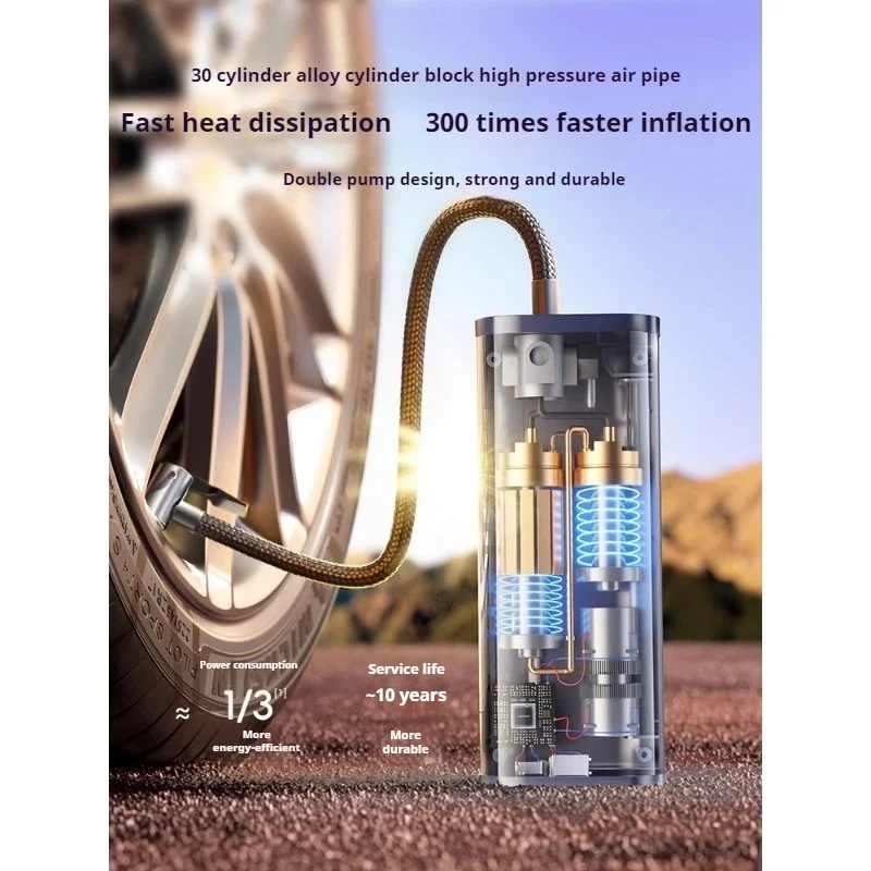120W Handheld Air Compressor Wireless/Wired Inflatable Pump Portable Air Pump Tire Inflator Digital for Car Bicycle Balls