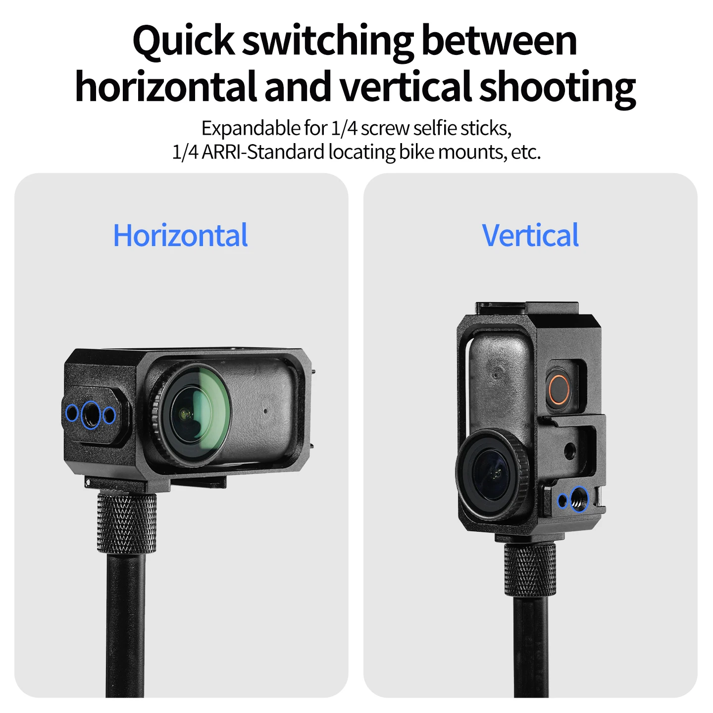 Multifunktionaler Erweiterungskäfig für DJI Osmo Nano Stativ Selfie-Stick Nackenband Helmmontage Kaltschuh 1/4 Schraube Mikrofon-Licht-Halterung – Detail 7
