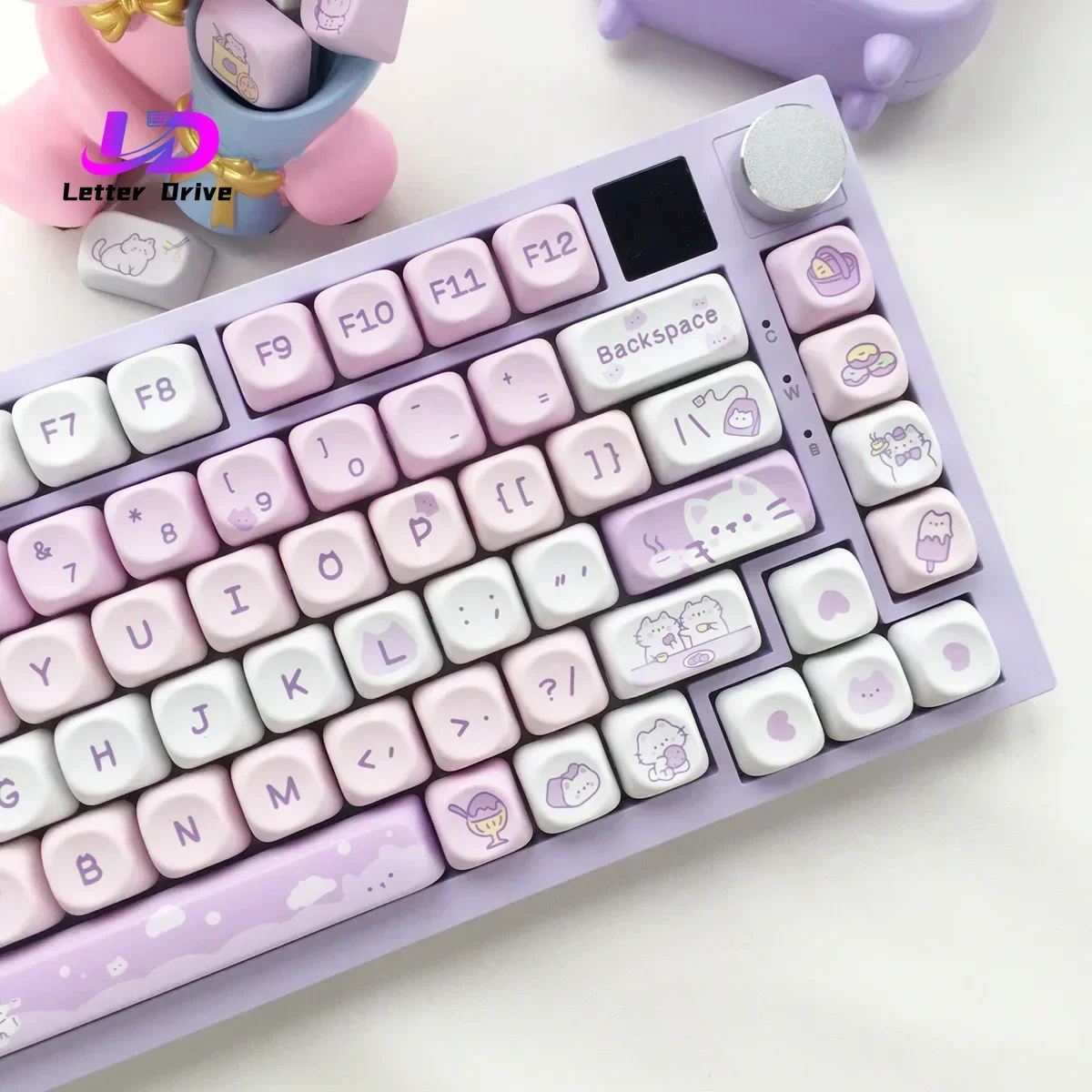 새로운 95키 디저트 고양이 테마 키캡 MOA 프로파일 PBT 키캡 키트 (61/64/68/84/75/87키 GMK67 게이밍 기계식 키보드용)