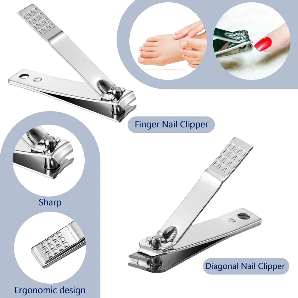 매니큐어 세트 스테인레스 스틸 페디큐어 키트, 휴대용 손톱깎이, 정리함 그루밍 도구 케이스, 보라색 꽃 문자 패턴, 8 개