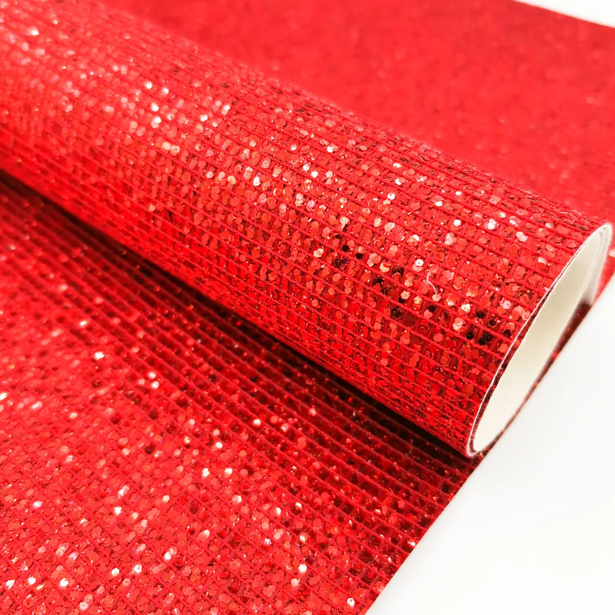 Holographic Iridescent Glitter PU Leatherette Fabric – Starry Sky Plaid