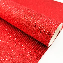 Holographic Iridescent Glitter PU Leatherette Fabric - Starry Sky Plaid - A4 20 x 30cm (Red)