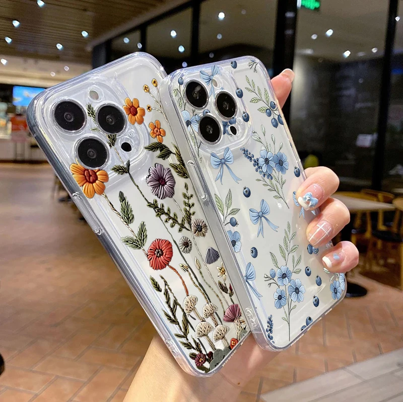 Clear Floral Phone Case Cover
