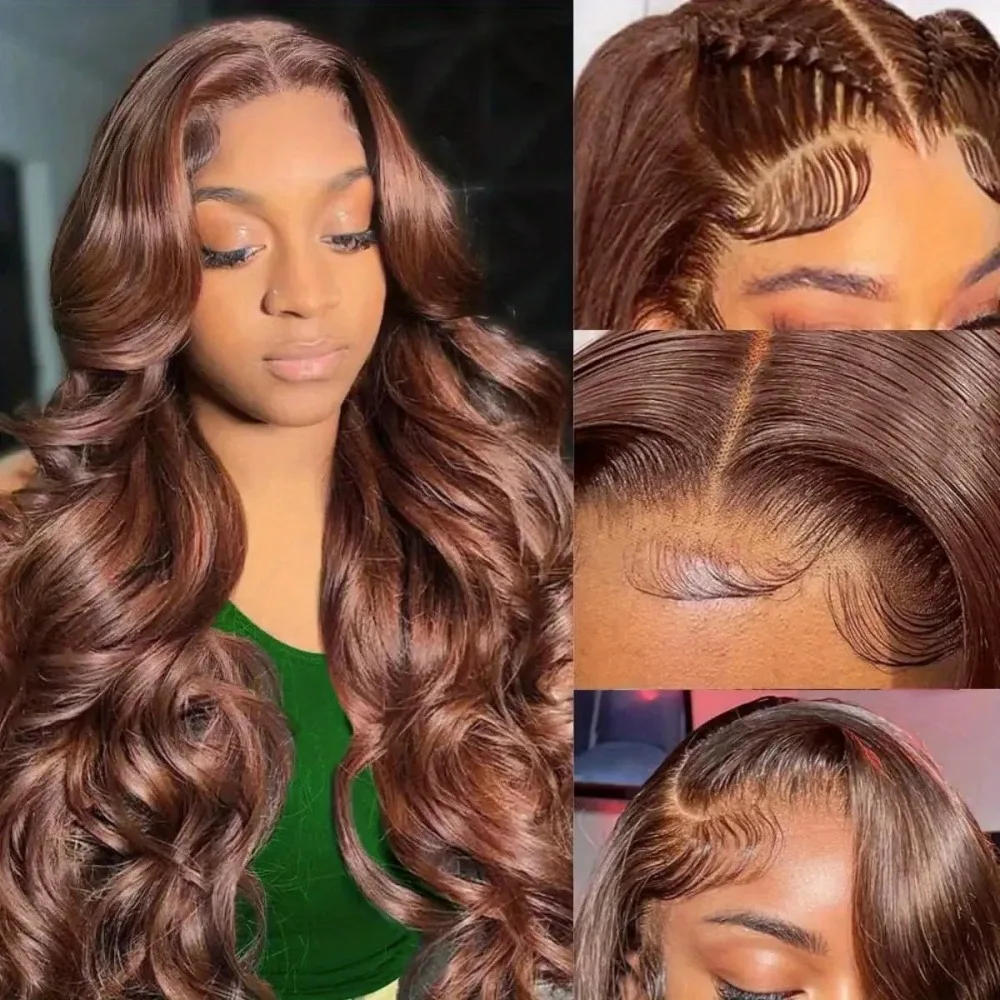Chocolate Brown Body Wave Coroled High Density 13x6 Lace Front Wig 30 Inch Human Hair 13x4 Hd Lace Frontal Wig Choice For Women 3