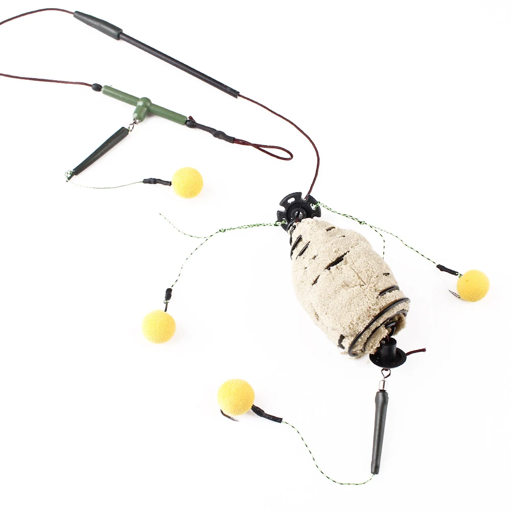 FISH KING 30-80g Haken aus hochkohlenstoffhaltigem Stahl mit Widerhaken, Metallfutterkorb, Karpfenköder, Käfig, Schnur, Gruppe, sinkender Kunstköder_voghion.com