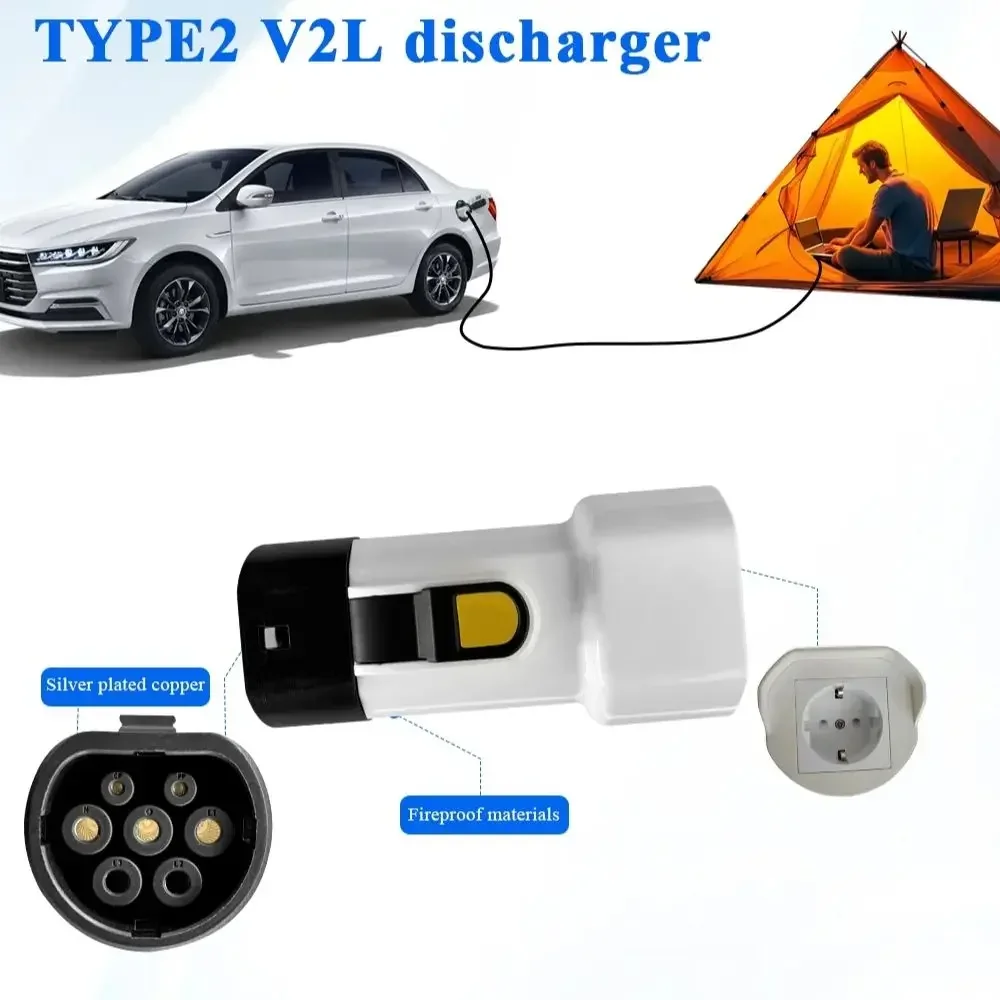 Smart Discharge V2L Vehicle to Load Type 2 V2L Discharger Type2 Car Discharge EV Cable Adapter For MG BYD Kia Hyundai Xpeng,v2l connector,ev charging adapter