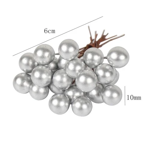 

1 Packet Hot Plastic Artificial Flower For Warm Home Decoration Silver Color Stamen DIY Party New Year Party Silver Ball Charms