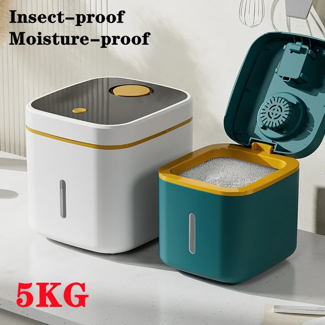 5 Kg-Os Konyhai Tartály Vödör Rovarálló Nedvességálló Rizs Doboz Szemcsék Lezárt Edény Otthoni Tároló Kedvtelésből Tartott Kutya Ételek Konyhaszervezője - Image 2