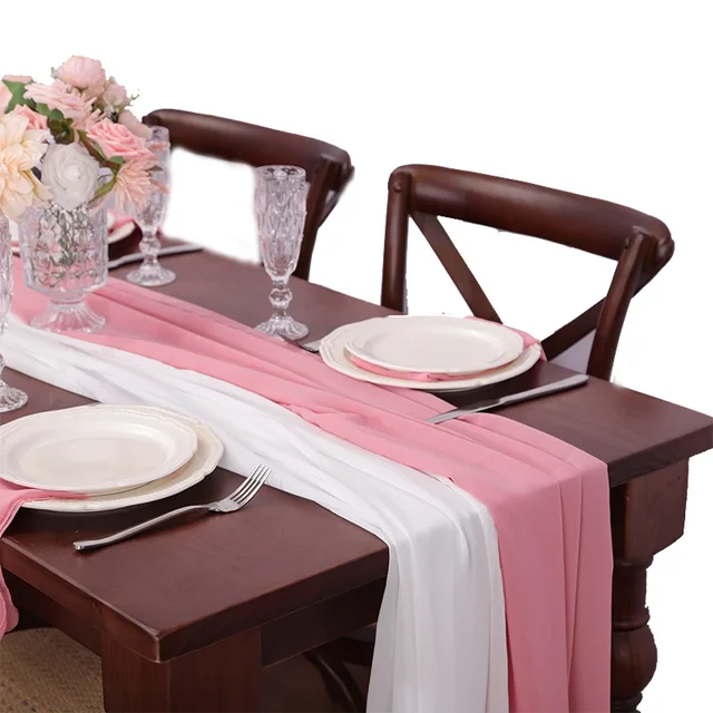 Ceinturage de Chaise en Mousseline de Soie Rose, Housses de Chaises de Mariage, Rubans pour ixd'Anniversaire, Cérémonie PréChristophe, Décor d'Allée, 17x275cm, 12 Pièces 2