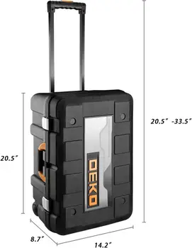 DEKO 258 Piece Tool Kit with Rolling Tool Box Socket Wrench Hand Tool Set Mechanic Case Trolley Portable 5
