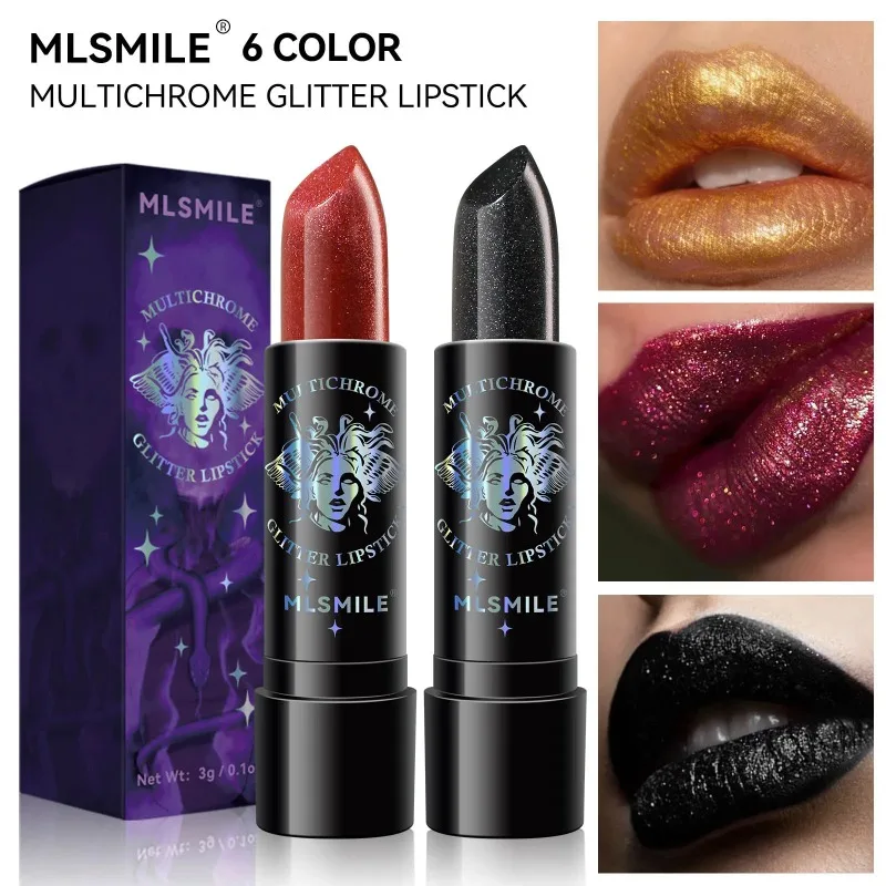 Pearl Shiny Lipstick Waterproof Long Lasting 6-color Lip Gloss Gold Silver Black Diamond Liquid Lipsticks Korean Makeup Cosmetic