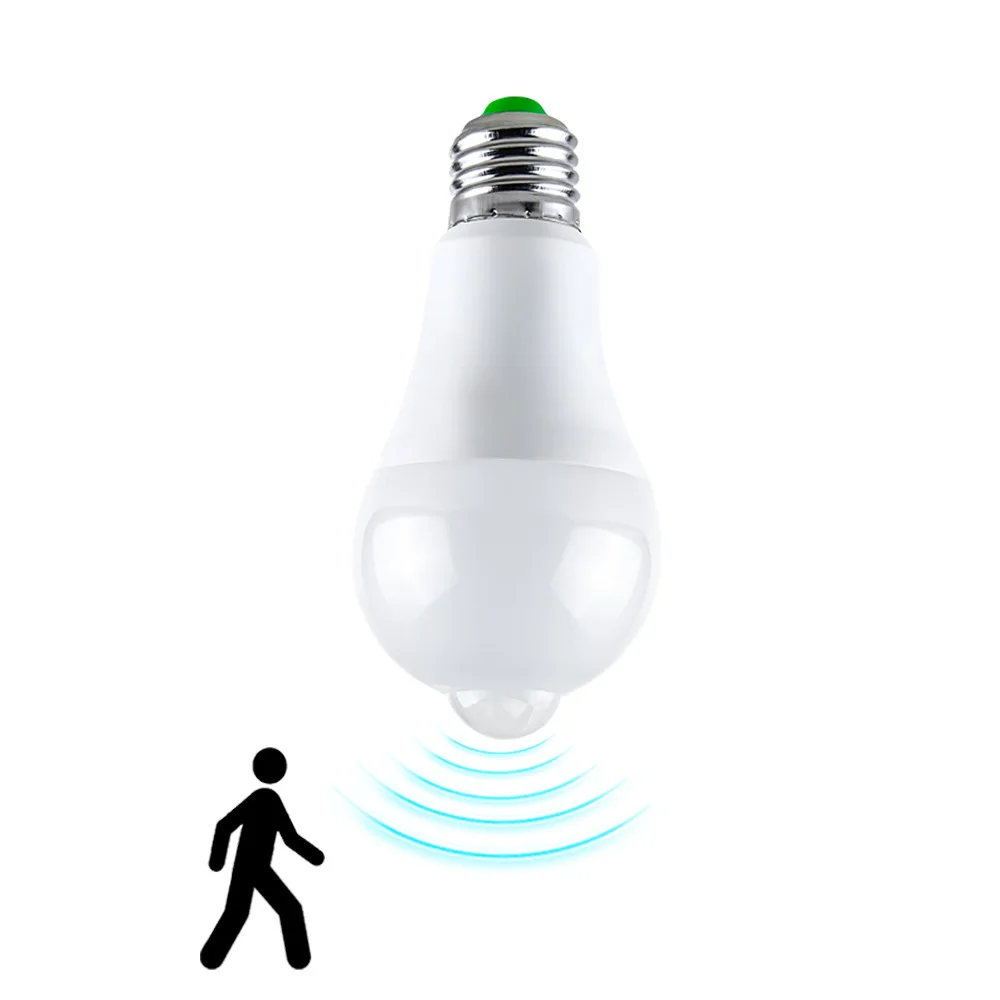 LED 모션 센서 램프, E27 범용 안전 야간 조명, 에너지 절약 LED 전구, PIR 장식 앰플, 12W, 15W, 18W, 20W, AC 110V, 220V