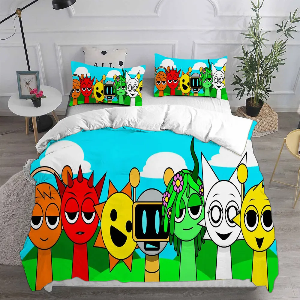 New 3d Print Game Sprunki Bedding Sets Bed Cover Comforter Duvet Cover Pillow Case 2-3 Pieces Sets Kids Adult Bedroom Decoration 6