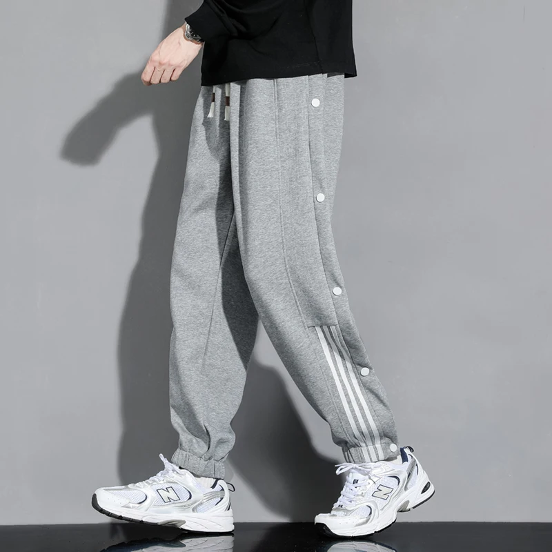 Streetwear Men Button Sweatpants Spring Autumn Pure Cotton Man Trousers Cusual Joggers Cargo Pants Men's Clothing men trousers