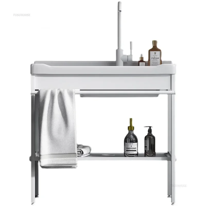 Light Luxury Ceramic Kitchen Sinks for Courtyard Modern Simple Sinks for Kitchen Floor-standing Single Basin with Bracket Sink 2