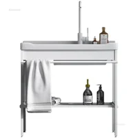 Light Luxury Ceramic Kitchen Sinks for Courtyard Modern Simple Sinks for Kitchen Floor-standing Single Basin with Bracket Sink 2