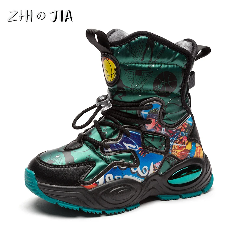 High Quality Winter Children\'s Non Slip Buckle Snow Boots Boys Outdoor Warm Boots Fashion Paired With High Cut Cotton Footwear
