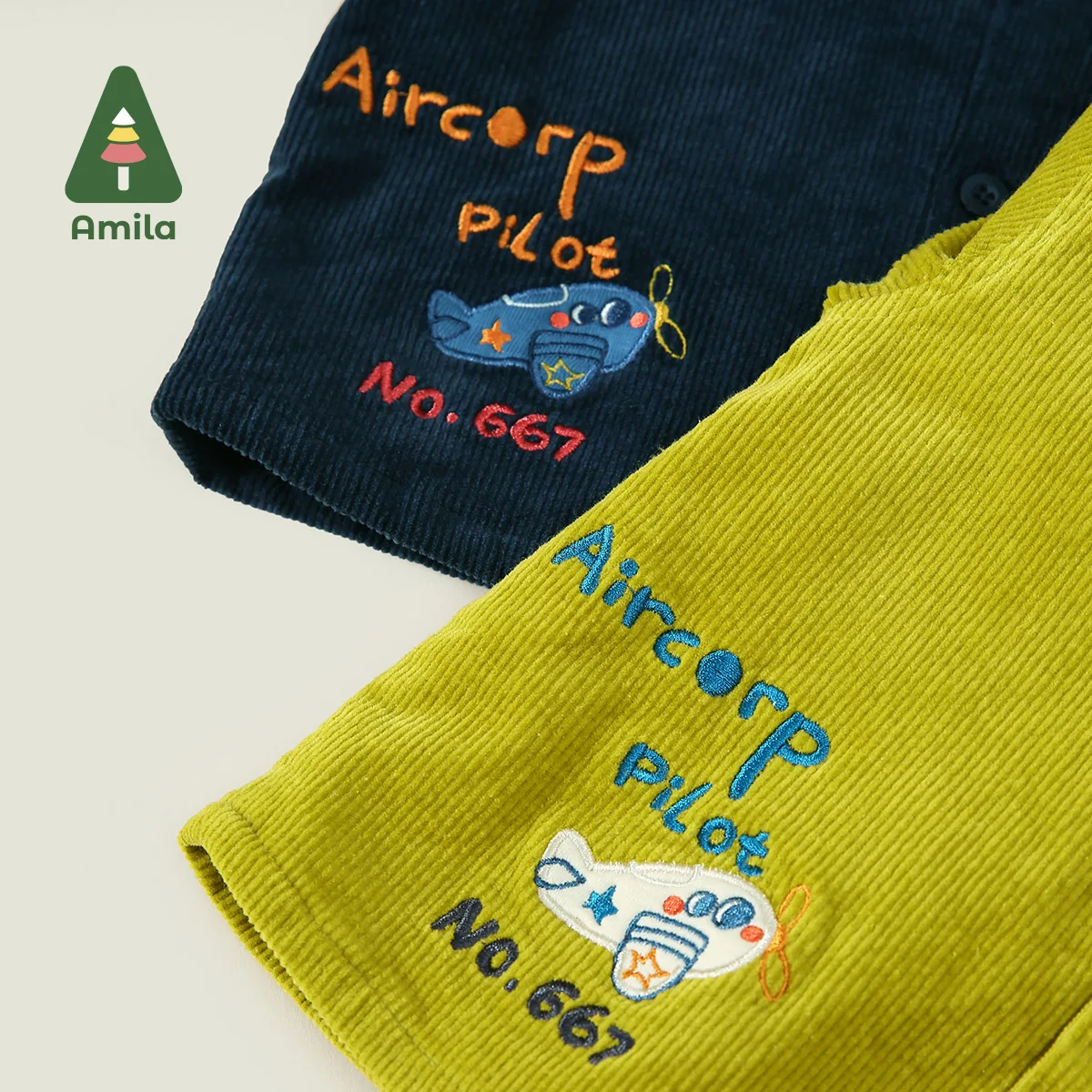 Amila Baby Boy Shirt Winter New Multicolour Fleecing Embroidery Fashion Warm Children's Formal Blouse Baby Clothing