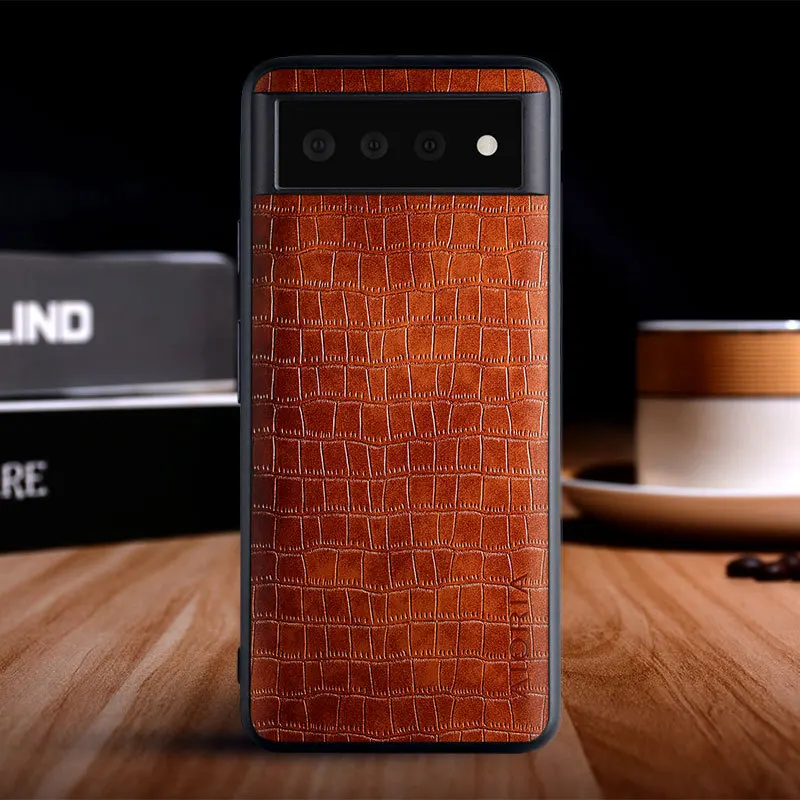 Google Pixel 7 Pro Phone Cases Crocodile Leather Cover Case
