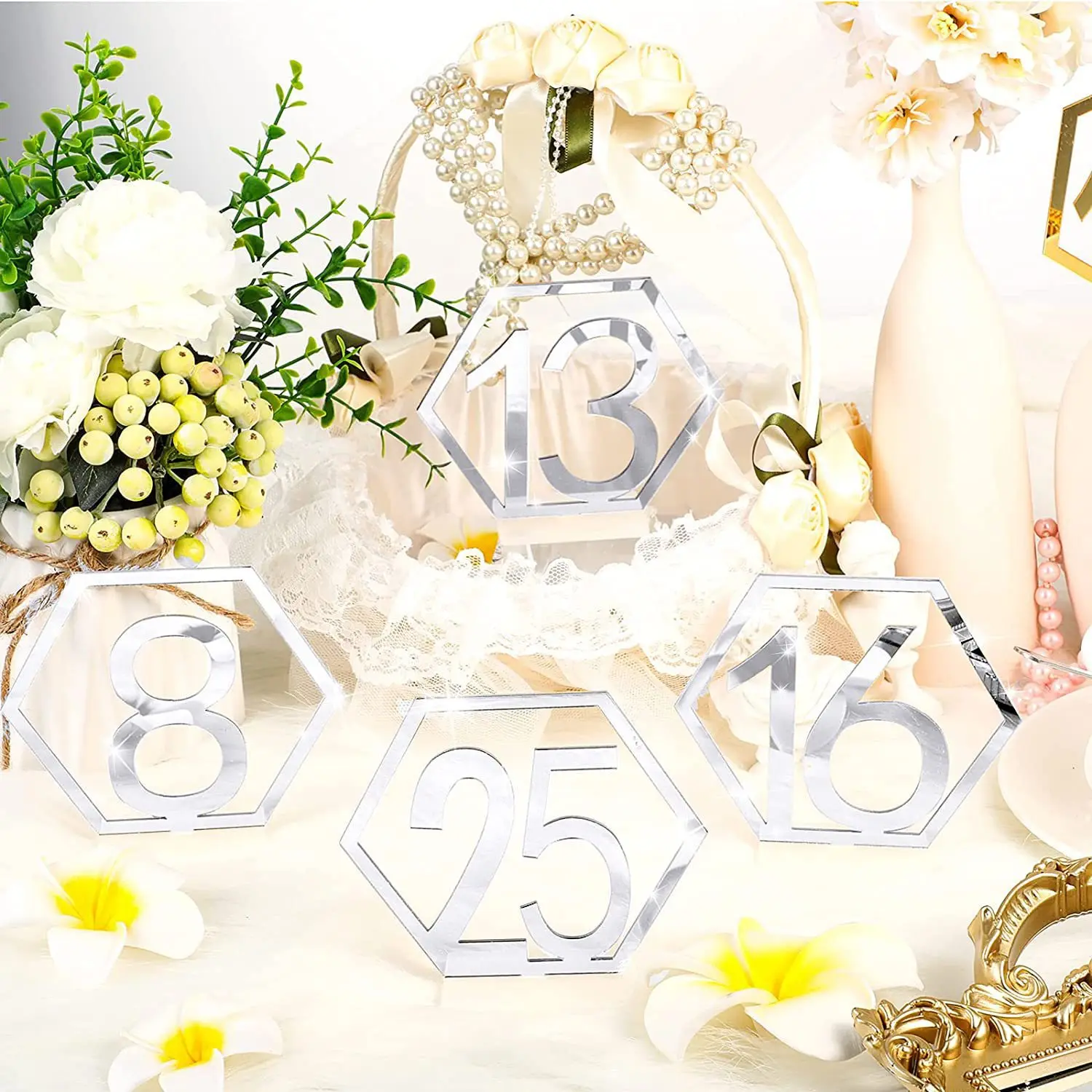 1-40 Table Number Signs for Wedding Party Decor,silver or Gold Acrylic Number Wedding Engagement Seat Numbers Sign with Base