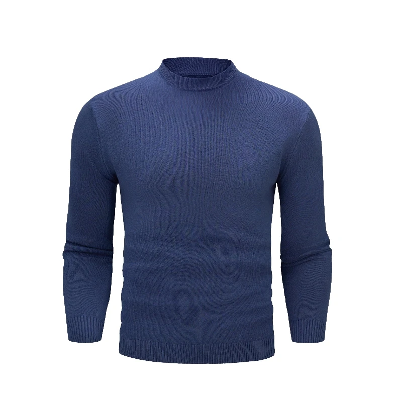 High end brand semi high neck long sleeved men's knitted sweater