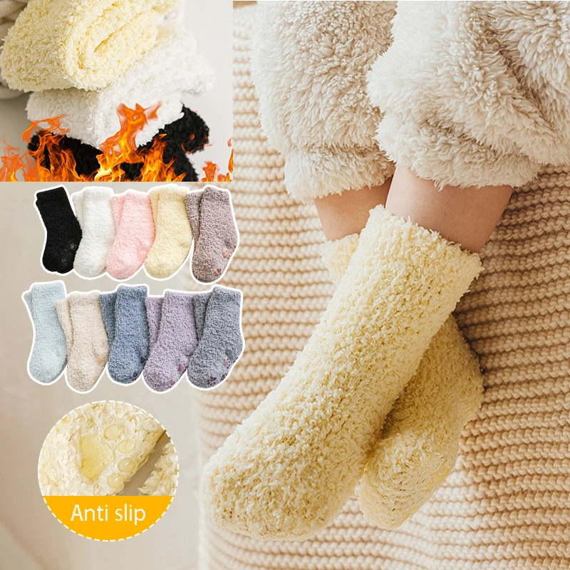 

Winter Coral Fleece Children Thick Warm Kids Socks Girls Boys Toddler Soft Baby Autumn Stuff Newborn Non-slip Floor Socks 0-5Y