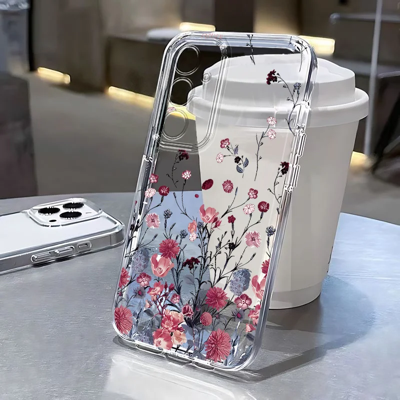 ATISIJIE Custodia OnePlus 7T Fiore Fiori Trasparente, Morbida Silicone TPU Con Disegni - 3