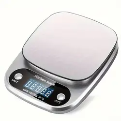 Digital Kitchen Scale, 10kg Capacity, Stainless Steel with Tare Function and LCD Display - 10Kg (Silver)