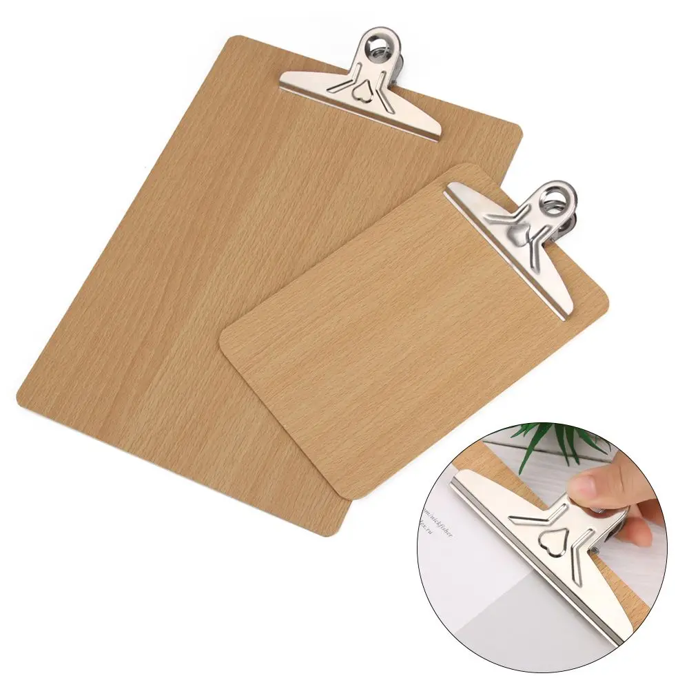 

1PC Business Office Supplies Wooden Multi-Function Note Pads Filing Clip Writing Sheet Pad Clipboards Folder Board