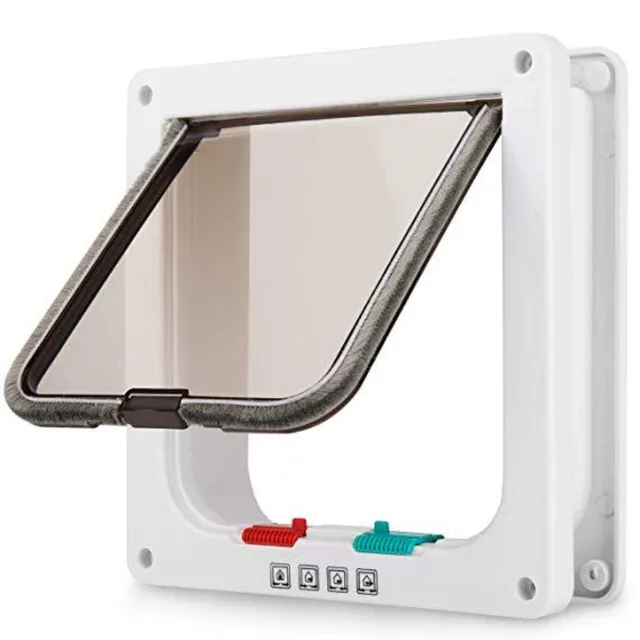 Cat Dog Door Flap Extra with 4 Way Locking Security Flap Door Weatherproof Pet Door Kit for Dog Cat Kitten Puppy Safety 5