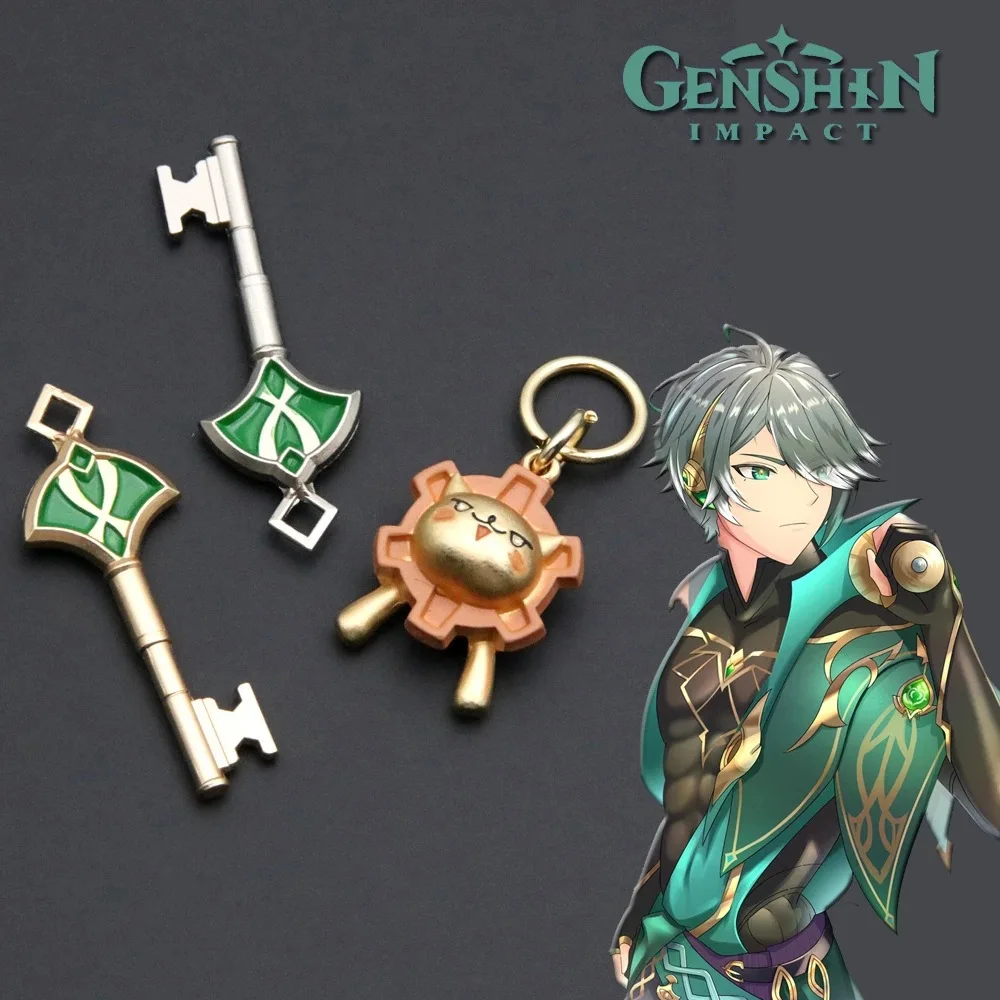 

Game Genshin Impact Alhaitham Kaveh Lionet Keychains Cosplay Metal Keyrings Key Pendant Accessories Xmas Gifts