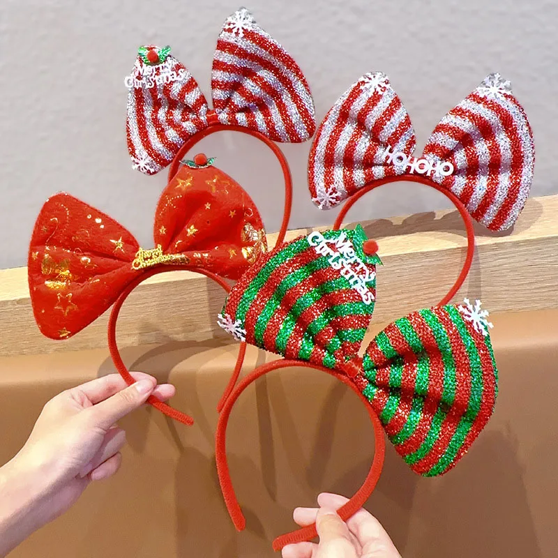 Christmas Headdress Headband Girls Reindeer Bow Headband Funny Festive Accessories Hairpins Christmas Festival Party Cosplay