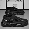 Casual Breathable Men's Sandals Magic Stick 2025 Trendy Hollow out Design Cool Leisure Teenagers Versatile Synthetic Material