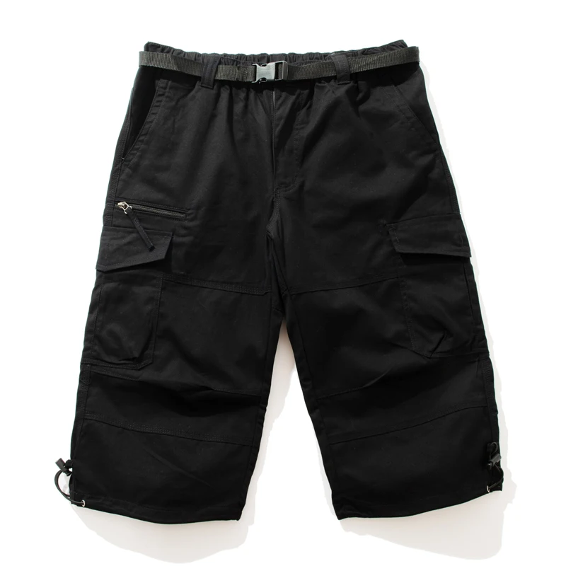 thumbnail image 1 of Pantalones cortos holgados informales de talla europea para hombre, pantalones cortos con múltiples bolsillos, 1 of 5