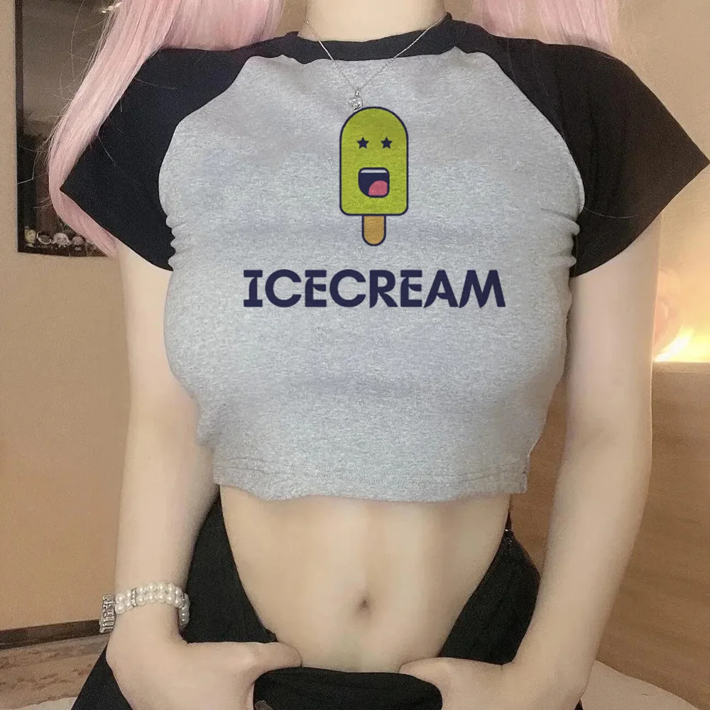 

Icecream aesthetic 2000s crop top girl graphic streetwear goth tee t-shirts