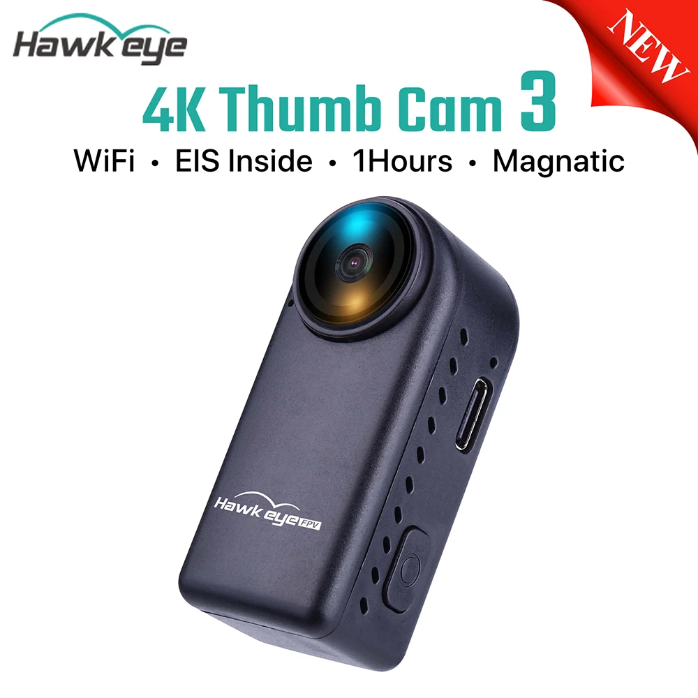 NEW Hawkeye 4K Thumb Cam 3 FPV Camera 4:3/ 16:9 FOV 170D Support ...