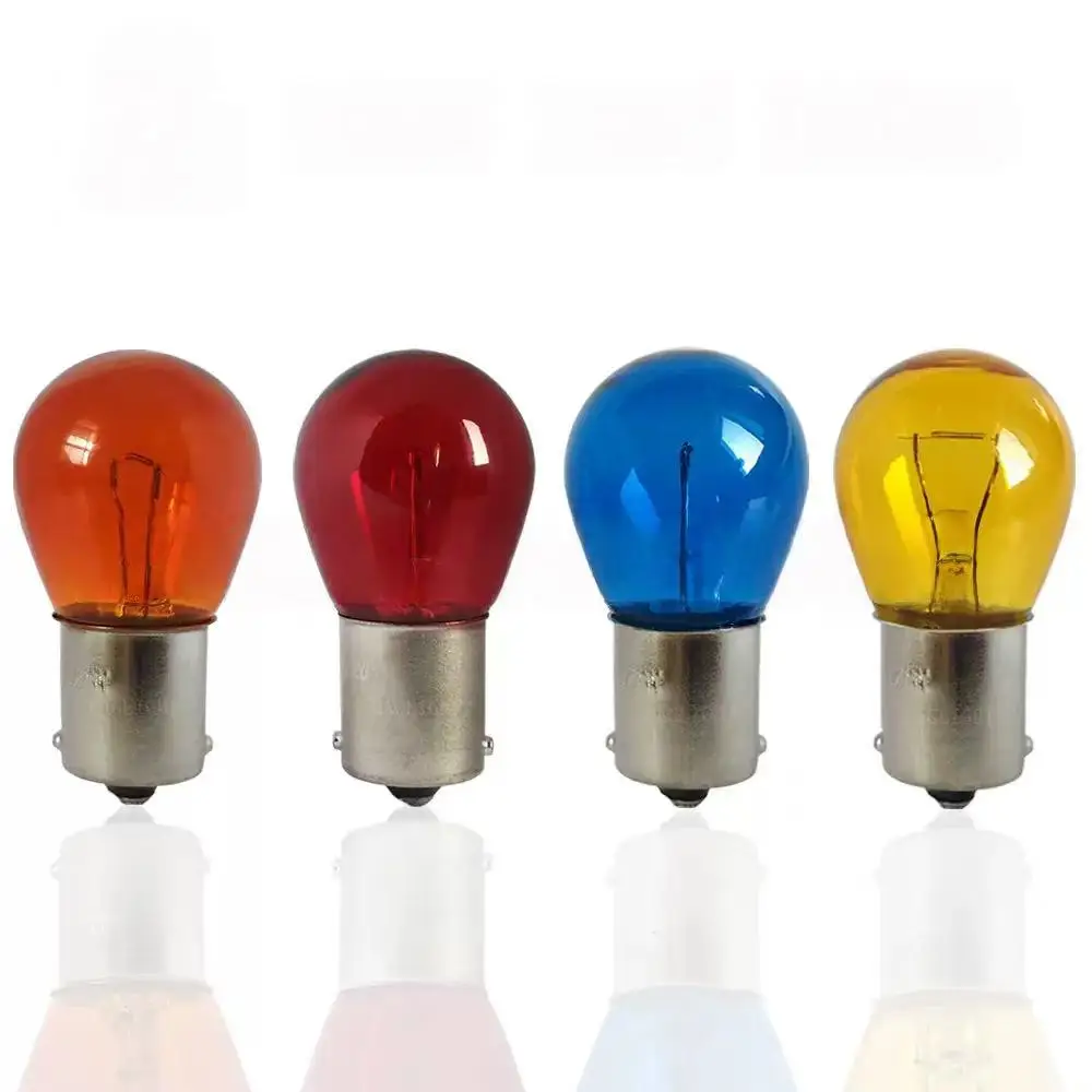 Multicolor Halogen Bulbs, 12V 21W, Set of 2 – Versatile Lighting for Brake, Turn, DRL, and Reverse Lights
