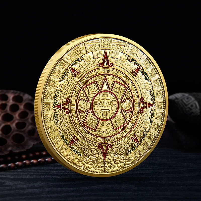 Commemorative Coin Souvenir Coin Mexico Mayan Aztec Calendar Art Prophecy Culture Gold Coins