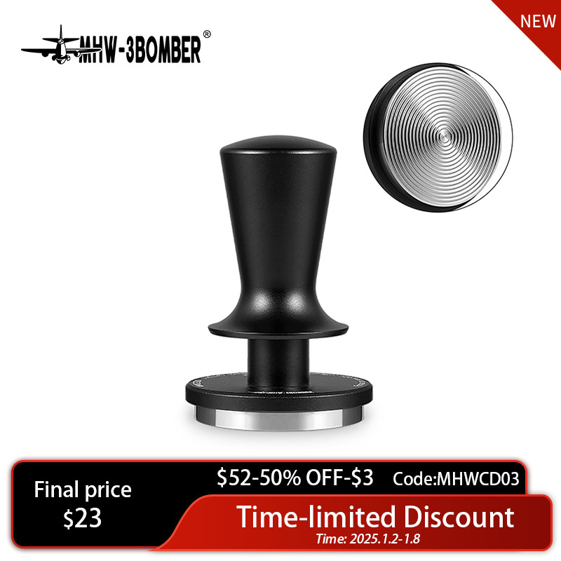 MHW-3BOMBER Coffee Tamper 51/53.35/58.35MM 2 Springs Espresso Tamper Stainless Steel Thread Base Home Barista Coffee Accessories