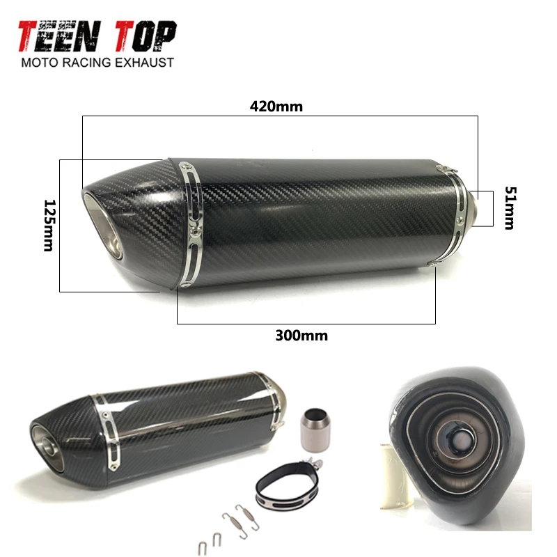 Full Carbon FIber Exhaust With DB Killer 51mm Universal Motorcycle Exhaust TRK502X 502C Tornado 302R GSX-S1000 GSX-S1000F SV650