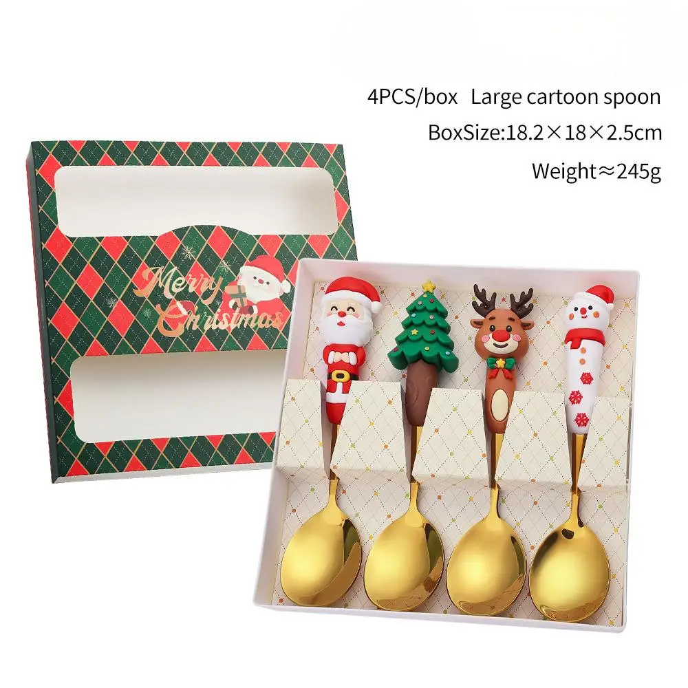 Festive Stainless Steel Spoon and Fork Gift Set - Creative Tableware for Coffee, Tea, and Dessert