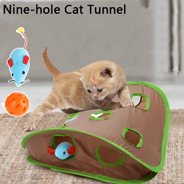 Túnel do jogo do gato,estimação dobrável para gatos - Brinquedo interativo  3 vias para estimular a gatos/gatinhos 