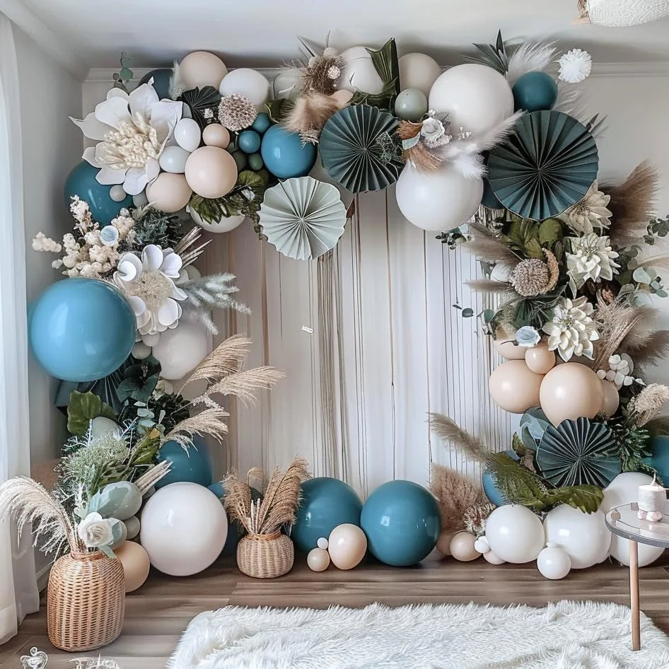Elegant Dusty Blue Balloons for Birthday and Baby Shower Decor