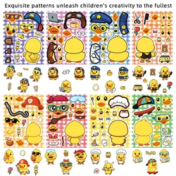 Charming Duck Face Puzzle Stickers - Kids DIY Waterproof Decals (16Pcs(8Pcs X2))